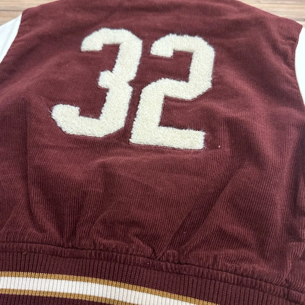 Rylee + Cru Toddler Boys Varsity Football Jacket 12-18 m Burgundy Corduroy NWOT